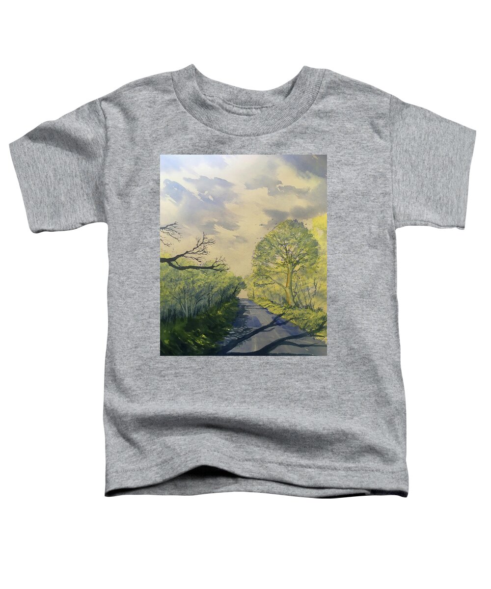 Watercolour Toddler T-Shirt featuring the painting Spring Shadows on Woldgate by Glenn Marshall