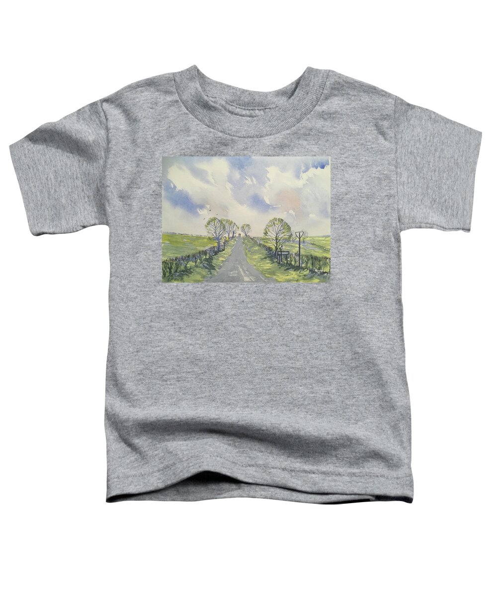 Watercolour Toddler T-Shirt featuring the painting Spring Sky over York Road, Kilham by Glenn Marshall