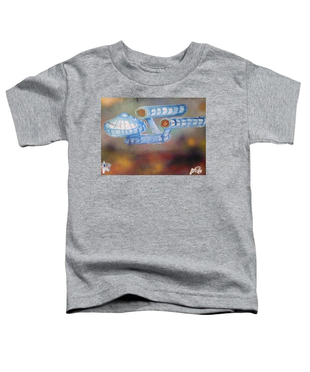 Star Trek Toddler T-Shirt featuring the painting Starship Enterprise by Andrew Blitman