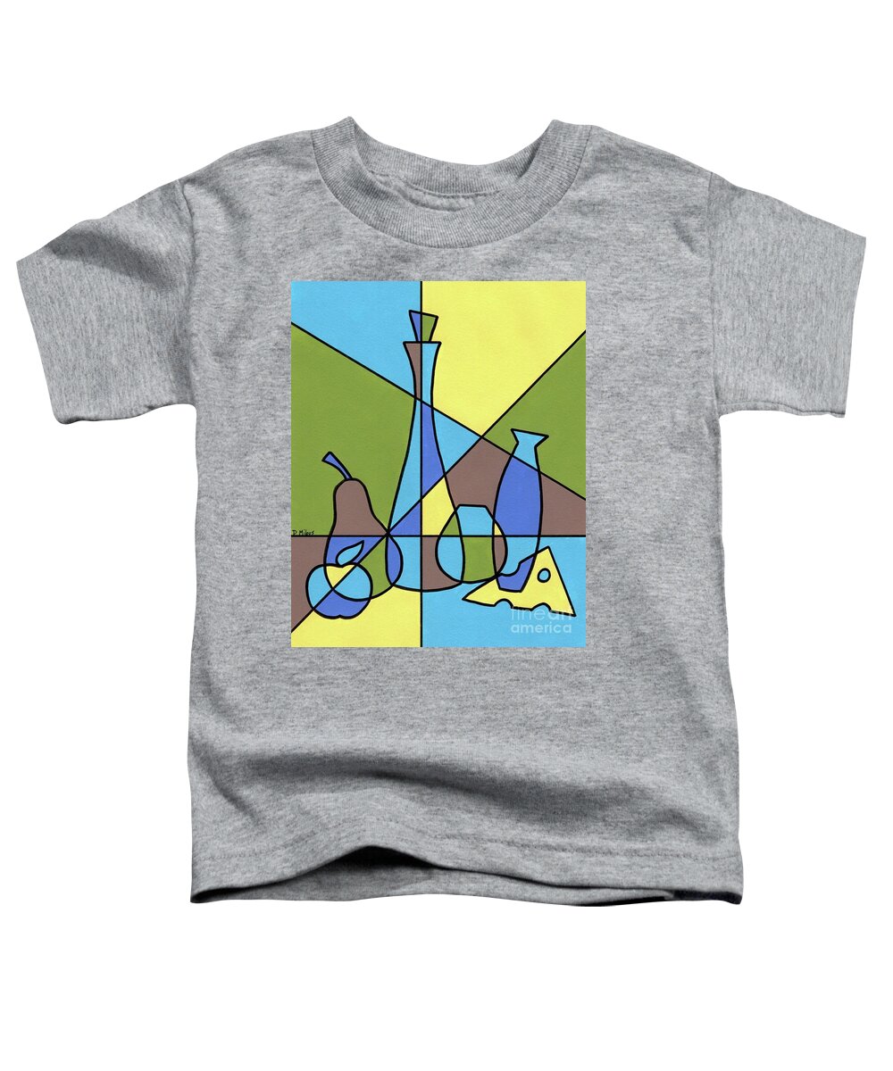 Mid Century Modern Toddler T-Shirt featuring the painting Still Life with Lines by Donna Mibus