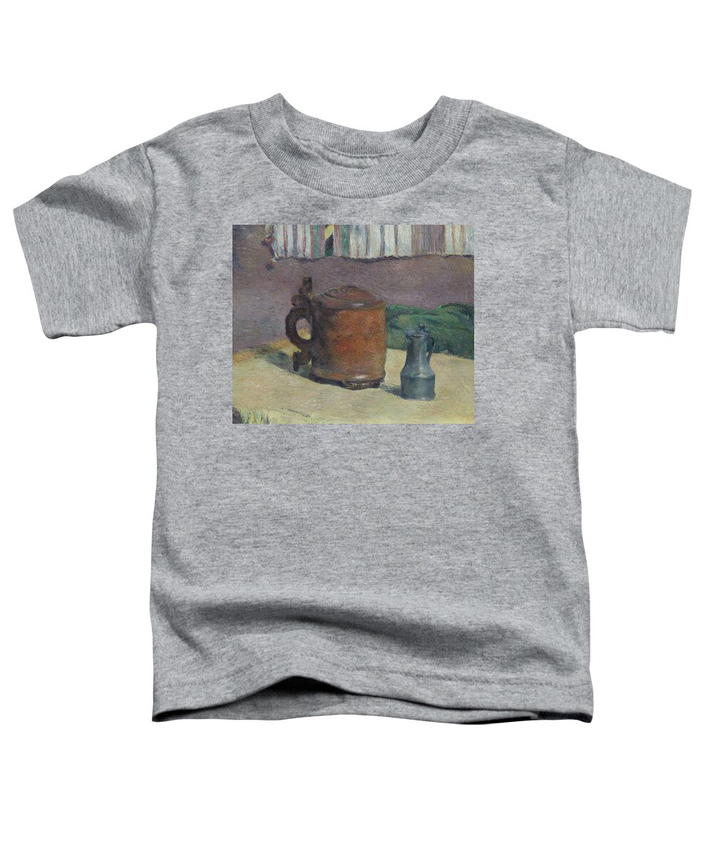 19th Century Painters Toddler T-Shirt featuring the painting Still Life - Wood Tankard and Metal Pitcher by Paul Gauguin