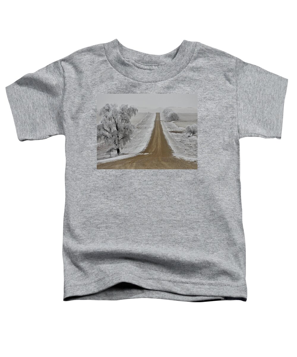 North Dakota Toddler T-Shirt featuring the photograph Straight Into The Fog by Amanda R Wright