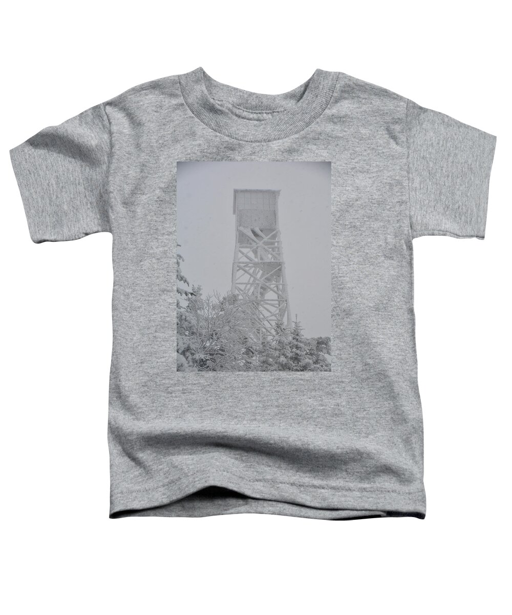 Stratton Mountain Fire Tower Incased In Snow Toddler T-Shirt featuring the photograph Stratton Mountain Fire Tower Incased in Snow by Raymond Salani III