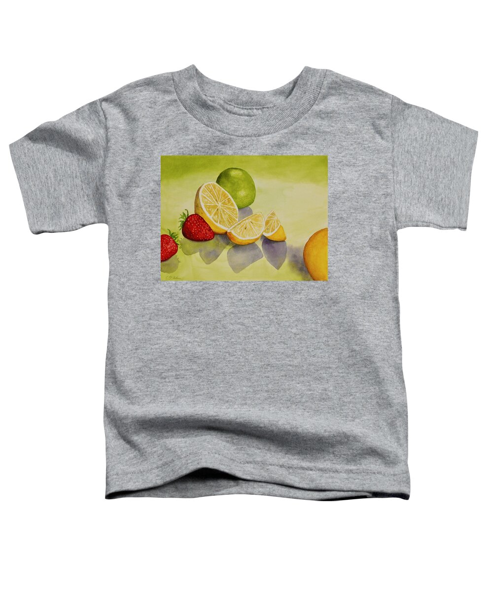 Kim Mcclinton Toddler T-Shirt featuring the painting Strawberry Lemonade by Kim McClinton