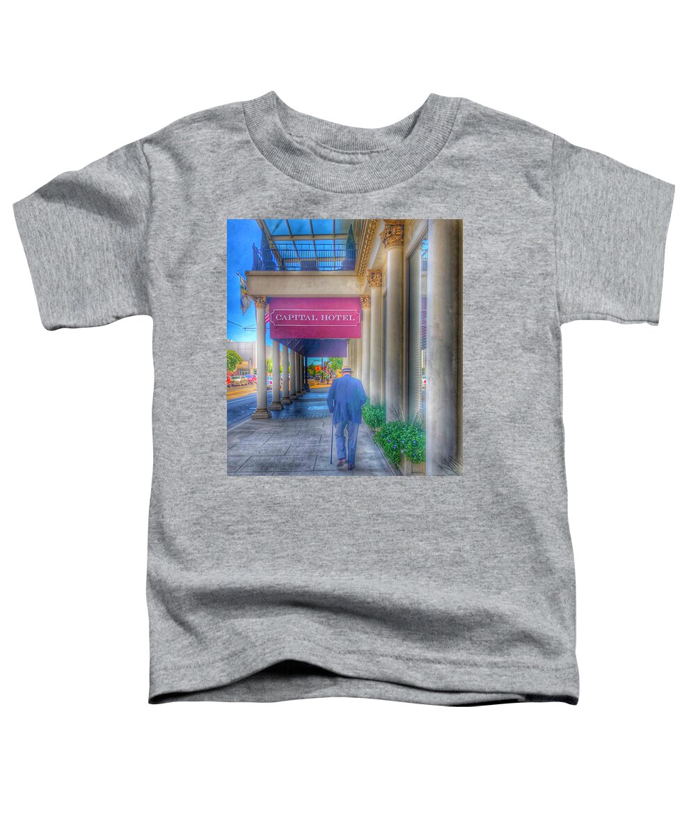 Mixed Medium Toddler T-Shirt featuring the photograph Strolling Through the City by Michael Dean Shelton