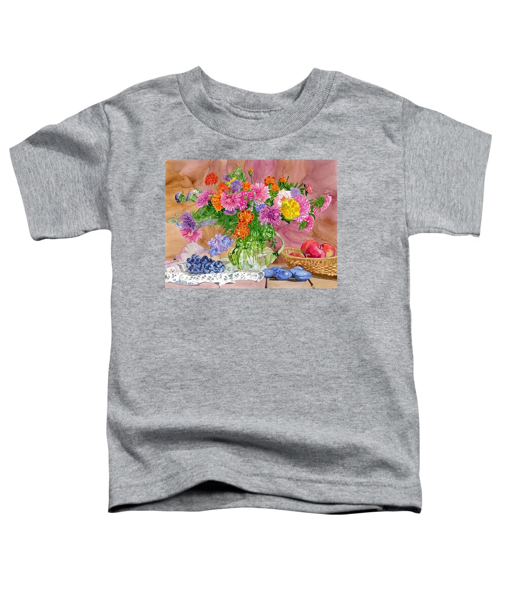 Summer Toddler T-Shirt featuring the painting Summer Bouquet by Espero Art