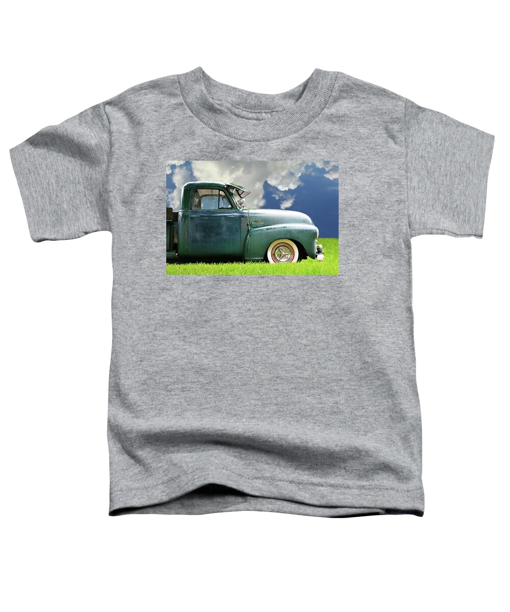 Classic Car Toddler T-Shirt featuring the photograph Summer Field Pickup by Laura Fasulo