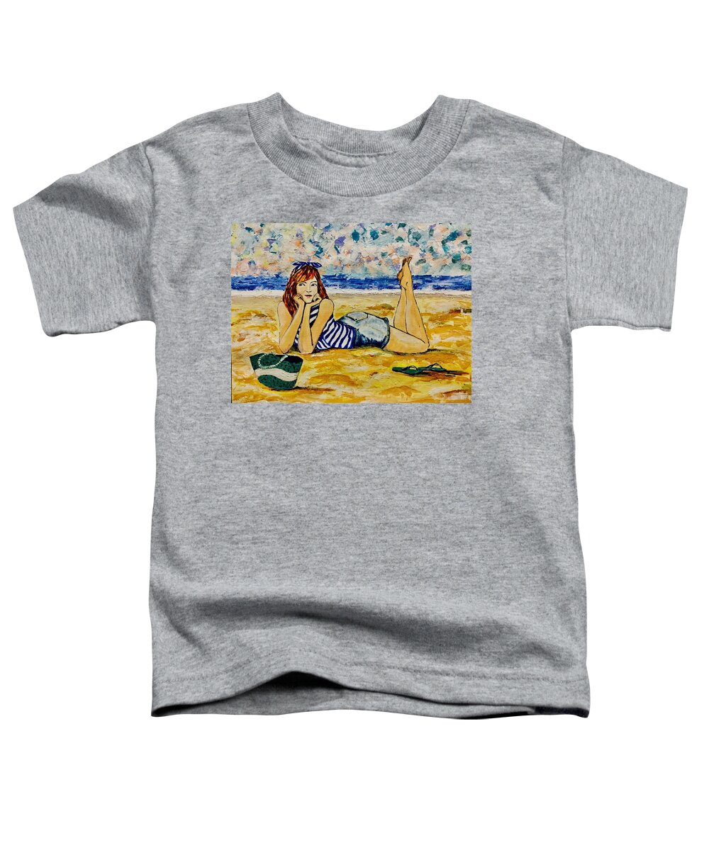 Beach Toddler T-Shirt featuring the painting Summer Time by Lana Sylber