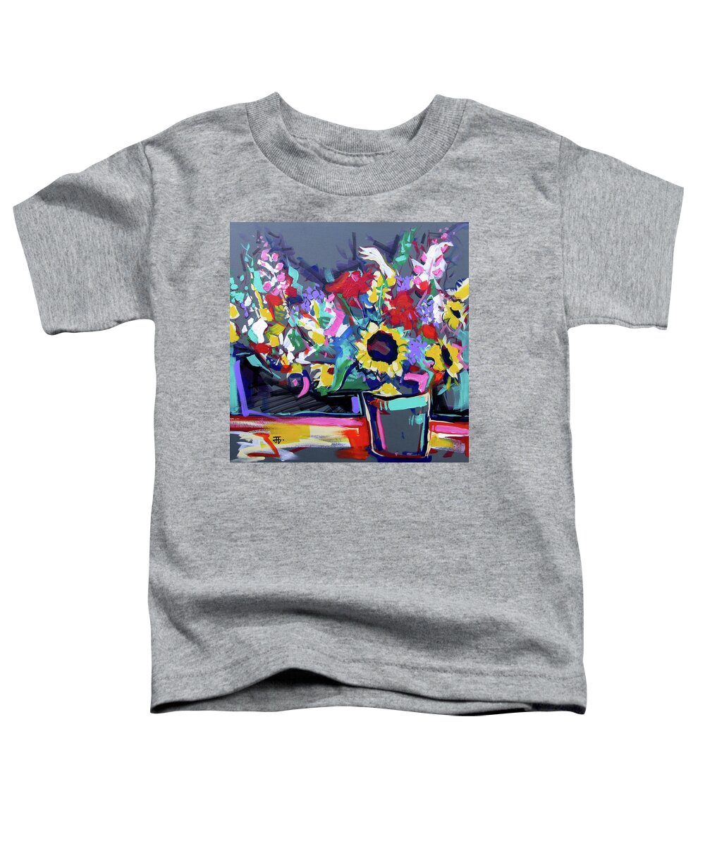 Sunflower Vase Toddler T-Shirt featuring the painting Sunflower Vase by John Gholson