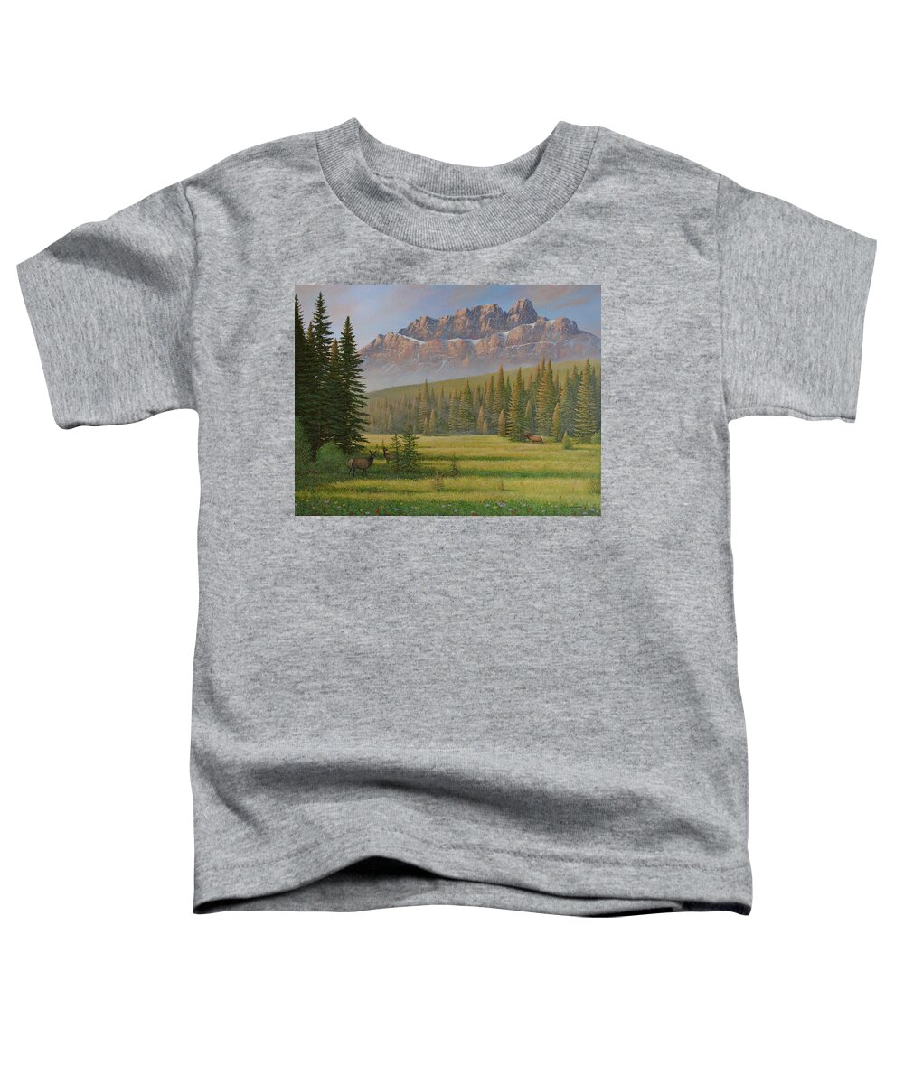 Canadian Toddler T-Shirt featuring the painting Sunlight and Shadow by Jake Vandenbrink