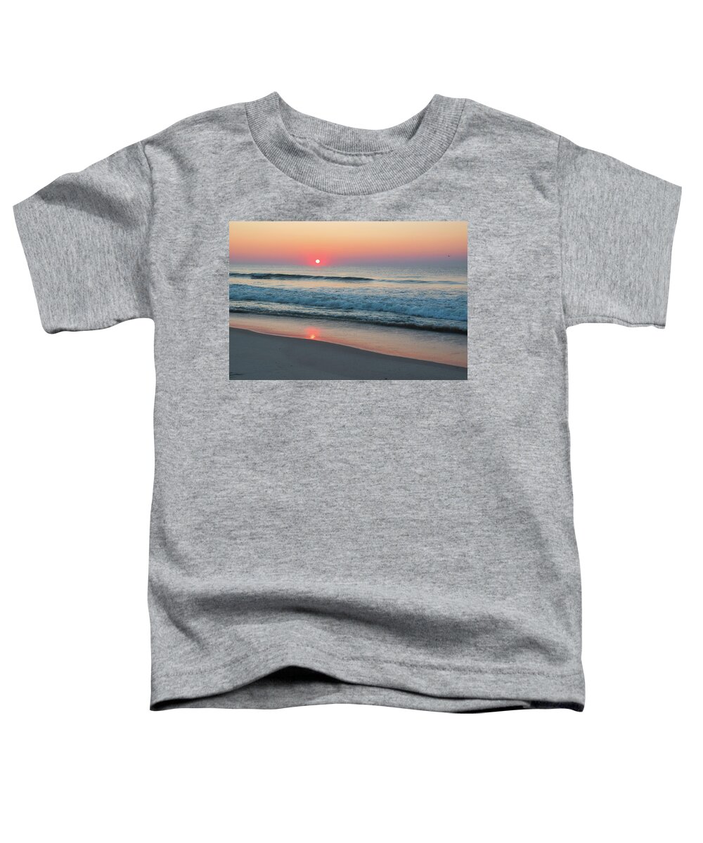 Jersey Shore Sunrise Toddler T-Shirt featuring the photograph Sunrise Reflection on Shoreline by Matthew DeGrushe