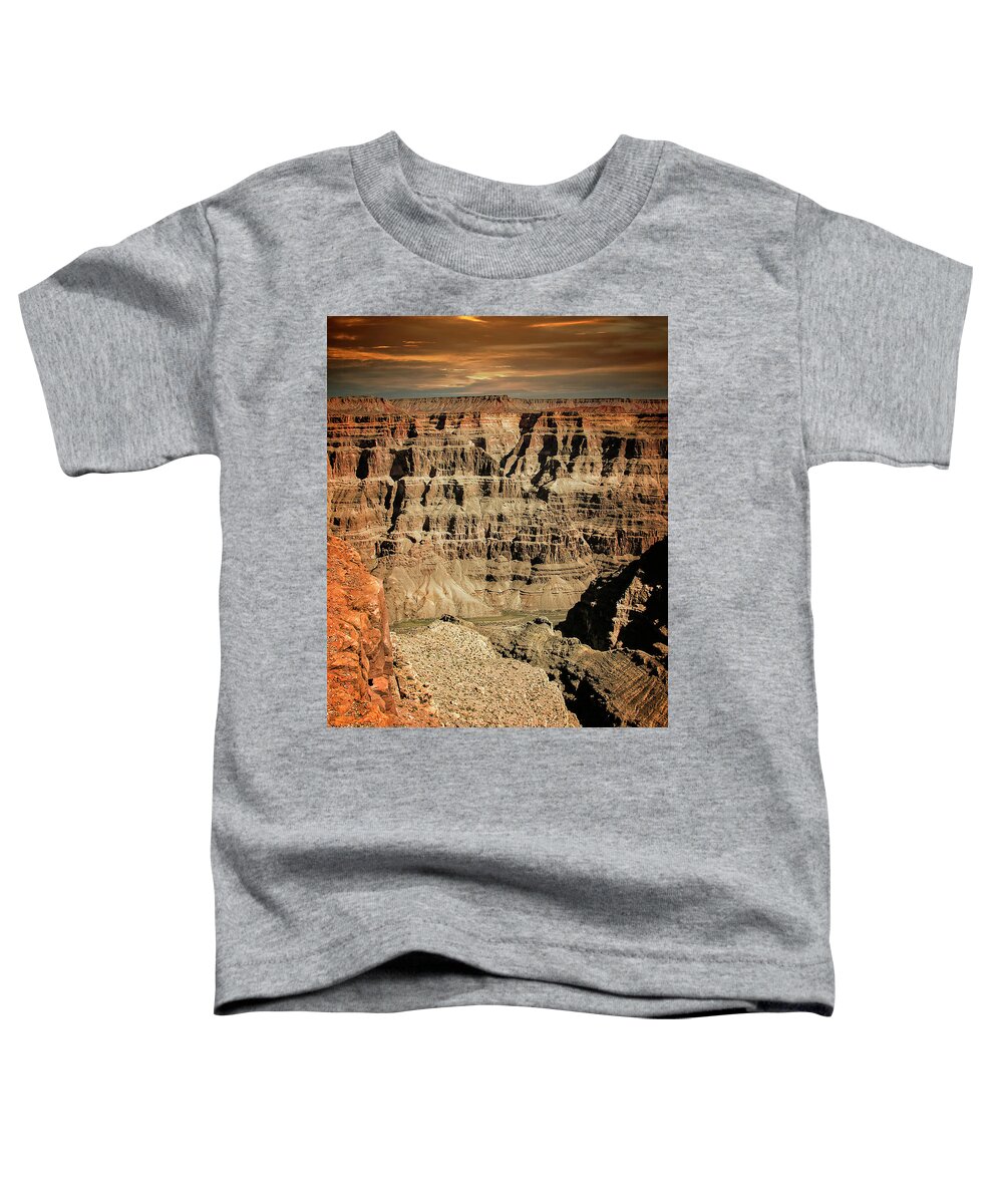 Travel Toddler T-Shirt featuring the mixed media Sunset at the Grand Canyon by Pheasant Run Gallery