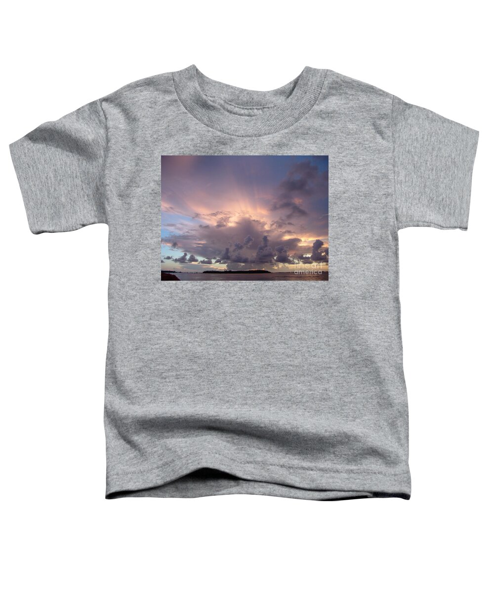 #fl #florida #keywest #evening #dusk #sunset #blueskies #clouds #cloudy #pinkclouds #sprucewoodstudios Toddler T-Shirt featuring the photograph Sunset Pink at Key West by Charles Vice