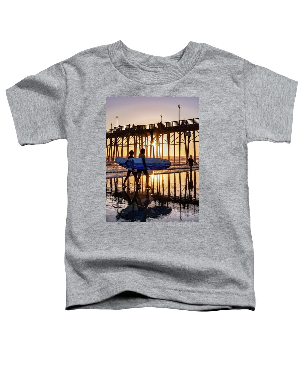 Beach Toddler T-Shirt featuring the photograph Sunset Silhouette at Oceanside Pier by David Levin