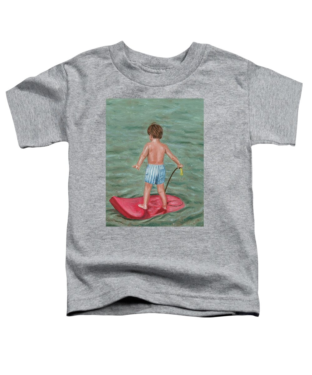 Boy Toddler T-Shirt featuring the painting Surfer in Training by Jill Ciccone Pike