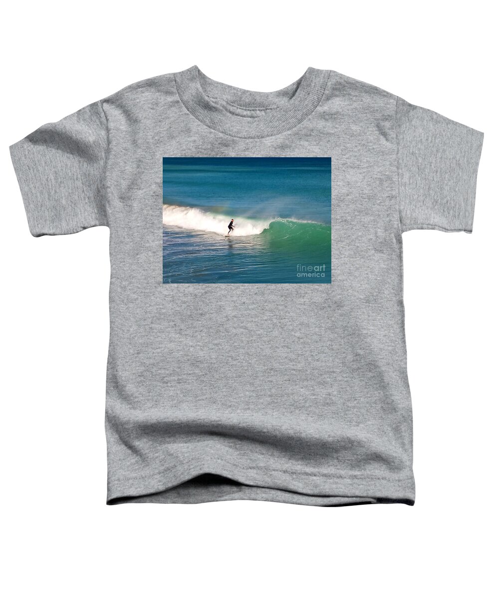 Surf Toddler T-Shirt featuring the photograph Surfing Rainbows by Dani McEvoy