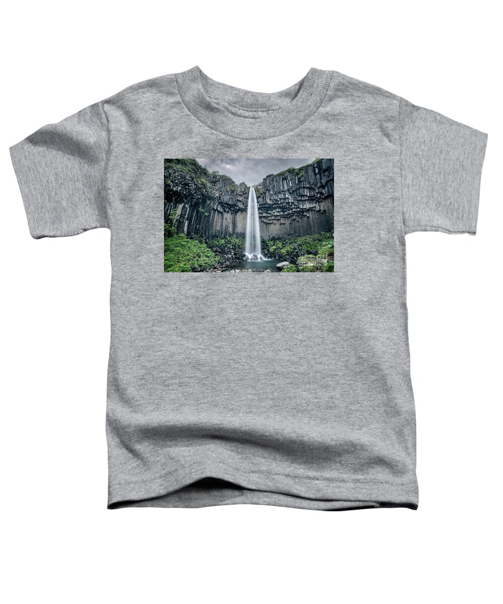 Iceland Toddler T-Shirt featuring the photograph Svartifoss scenic waterfall, Iceland by Delphimages Photo Creations