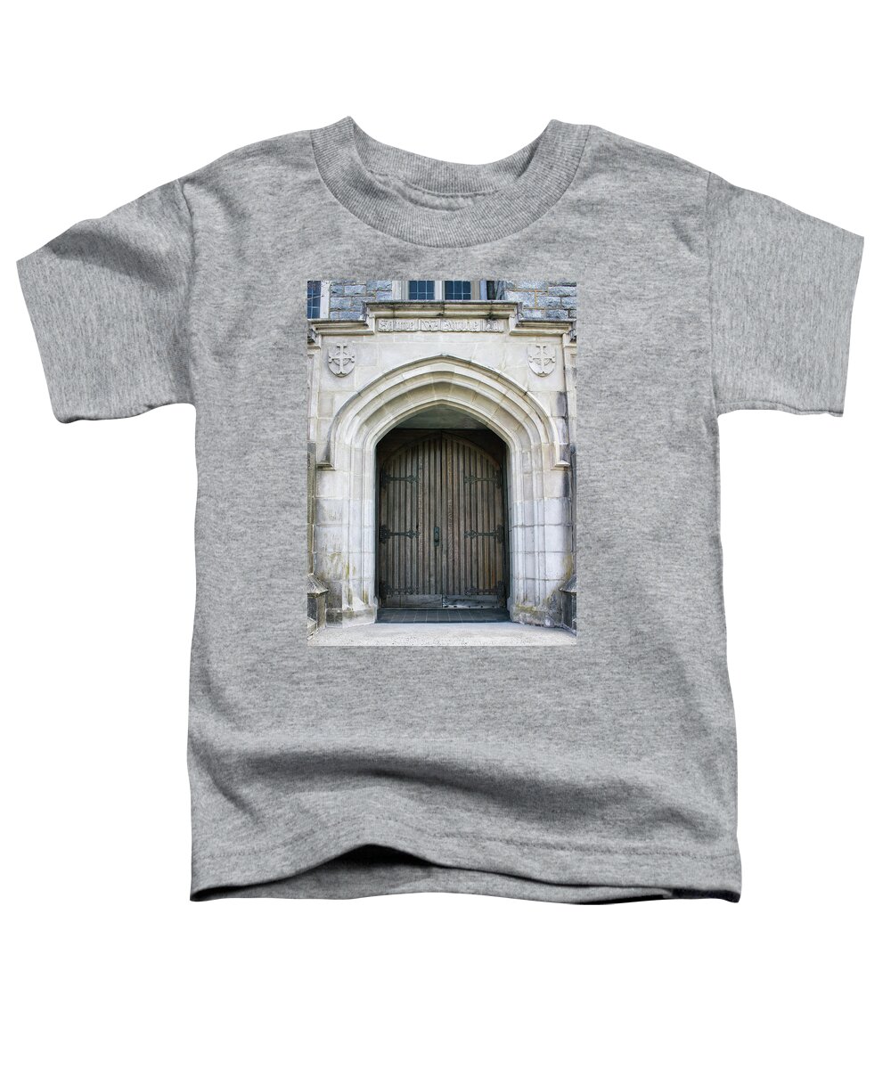 Sw Bowne Toddler T-Shirt featuring the photograph SW Bowne Drew University - Door Spring 2022 by Christopher Lotito