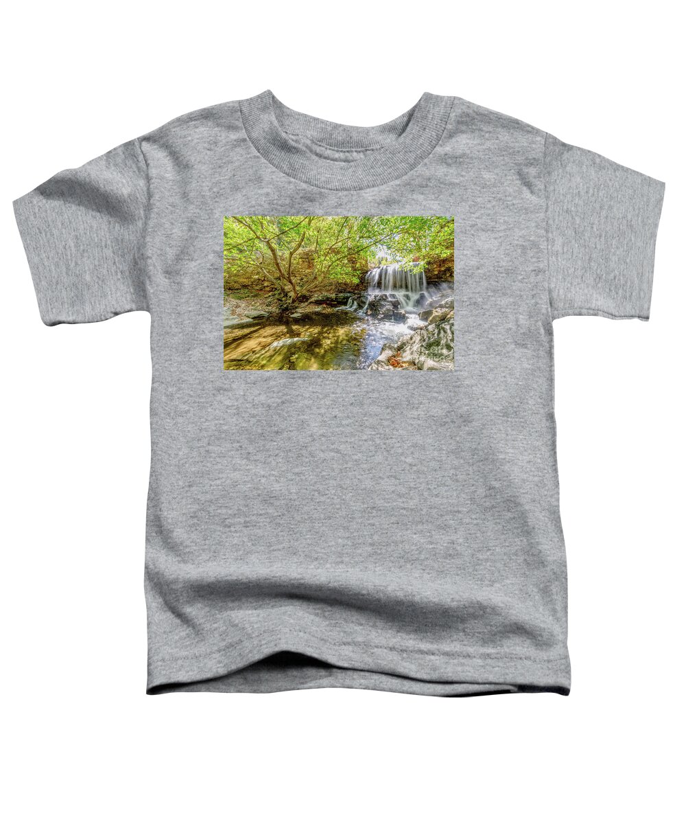 Tanyard Creek Nature Trail Toddler T-Shirt featuring the photograph Tanyard Creek Waterfall To The Side by Jennifer White