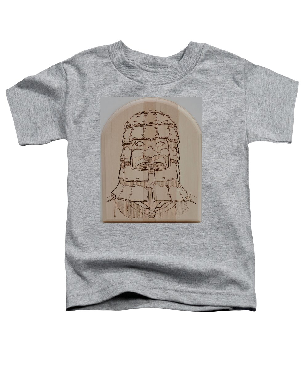 Pyrography Toddler T-Shirt featuring the pyrography Terracotta Warrior - Unearthed by Sean Connolly