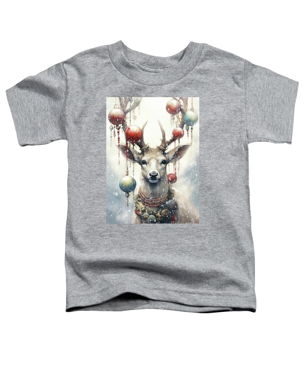 #faaadwordsbest Toddler T-Shirt featuring the painting The Christmas Deer by Tina LeCour