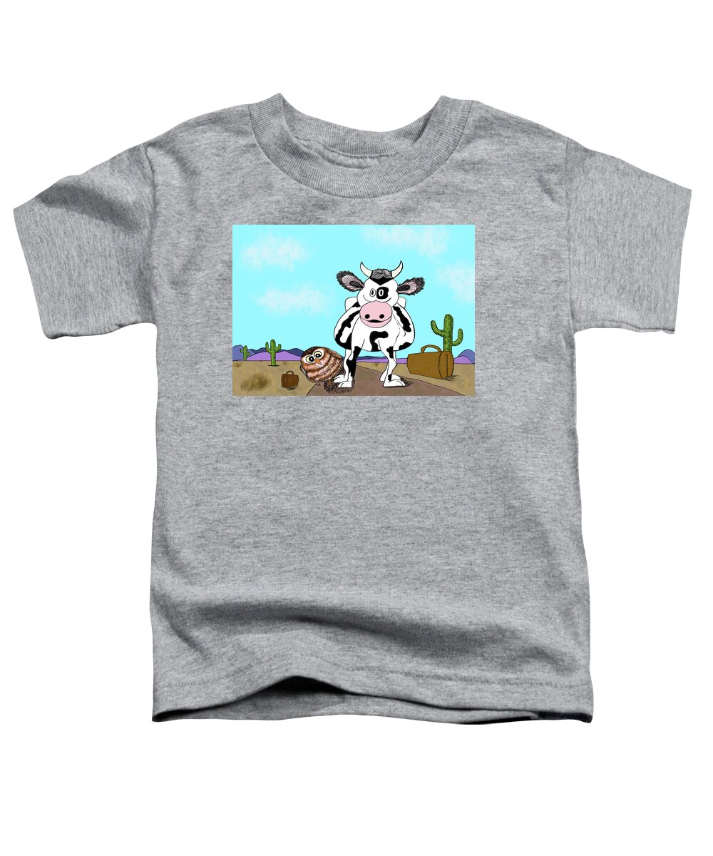 Cow Toddler T-Shirt featuring the digital art The Cow Who Went Looking for a Friend by Christina Wedberg