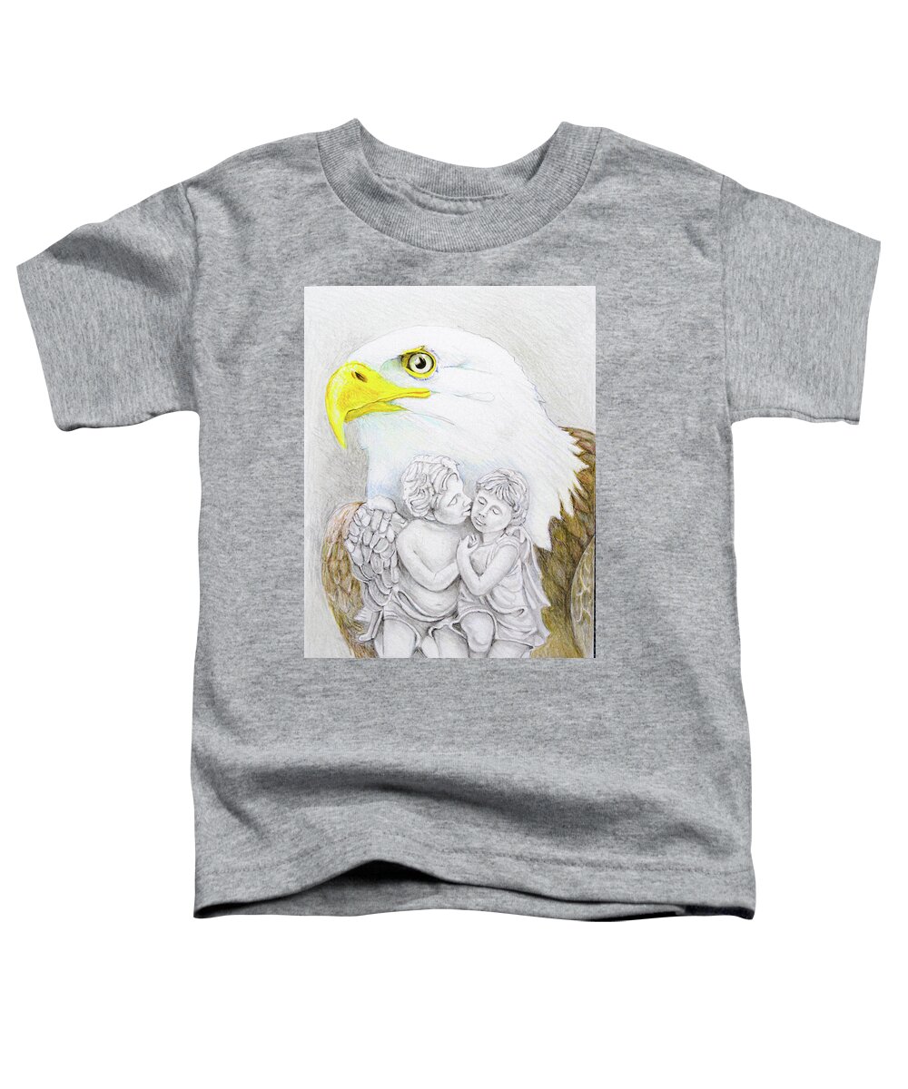 Bird Toddler T-Shirt featuring the drawing The Eagle Guardian by Tim Ernst