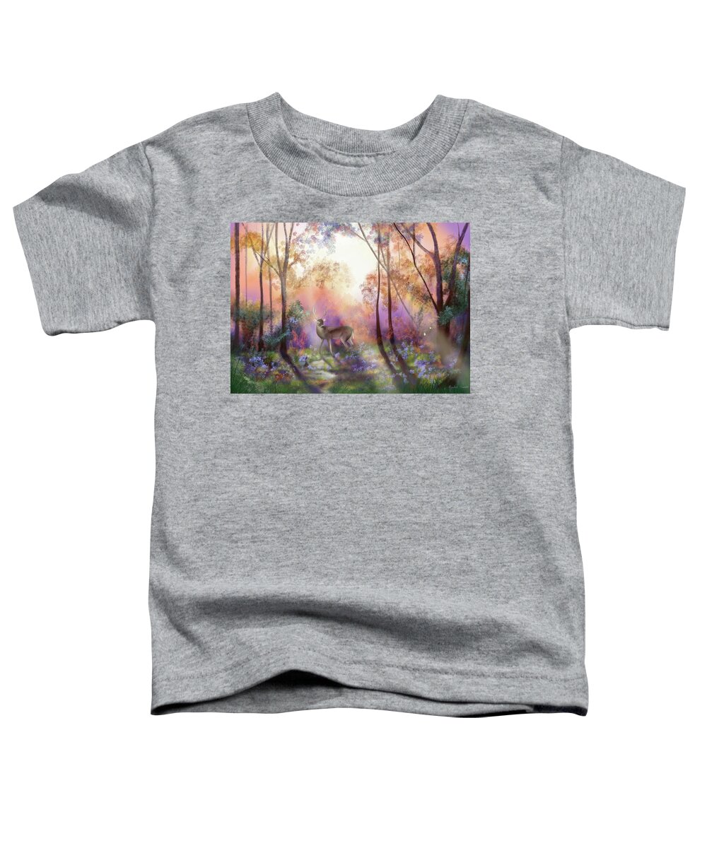 Enchanted Toddler T-Shirt featuring the digital art The Golden Hour at Swinley Forest by Rachel Emmett