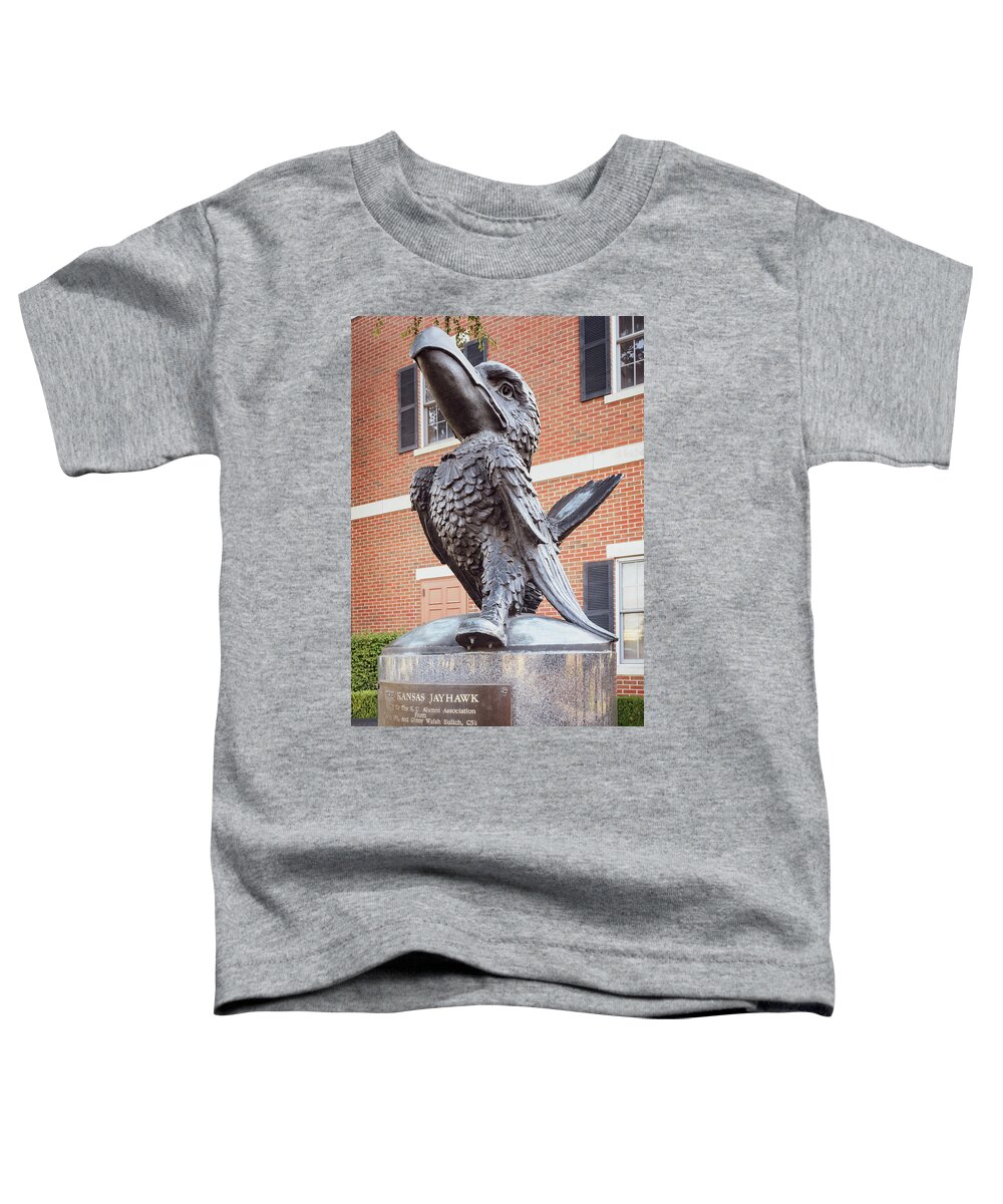 America Toddler T-Shirt featuring the photograph The Jayhawk Sculpture - Lawrence Kansas by Gregory Ballos