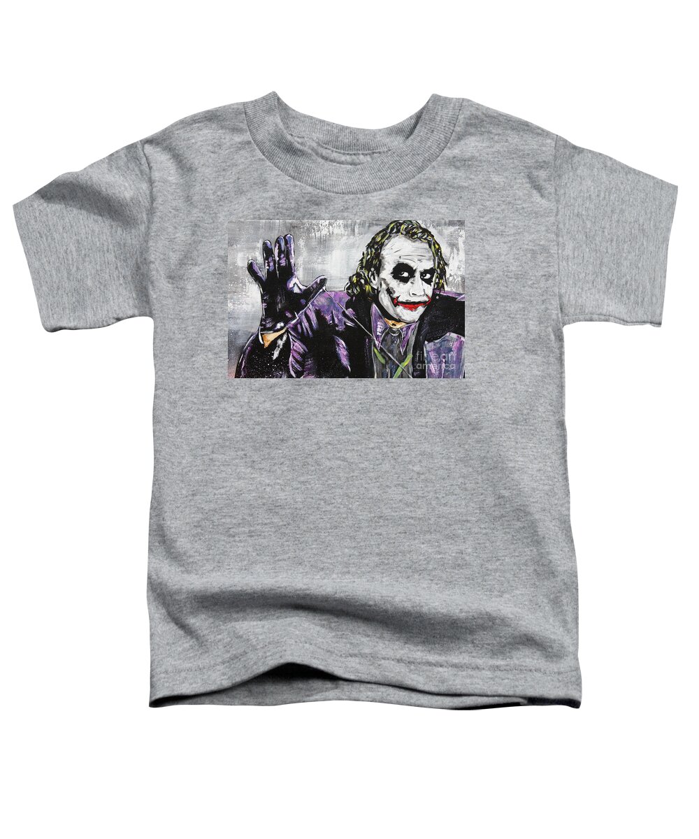 Heath Ledger Toddler T-Shirt featuring the painting The Joker Face Painting by Kathleen Artist PRO