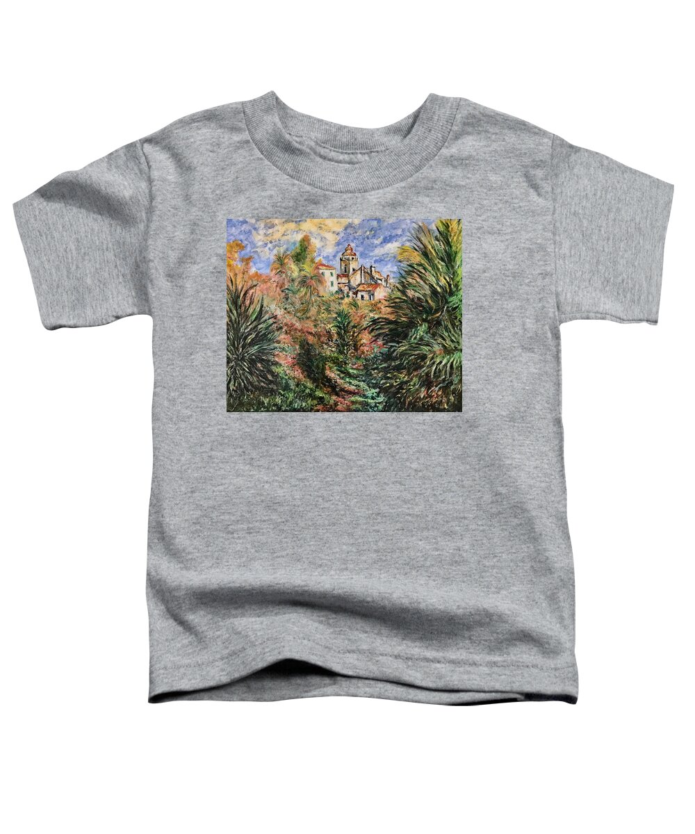 Moreno Garden Toddler T-Shirt featuring the painting The Moreno Garden at Bordighera by Tom Roderick