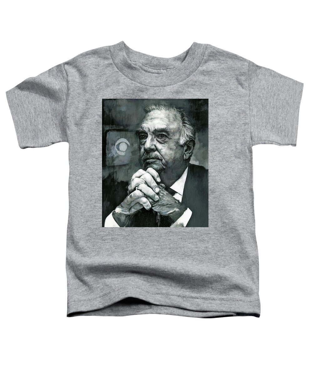 Walter Cronkite Toddler T-Shirt featuring the mixed media The most trusted man in America by Mal Bray