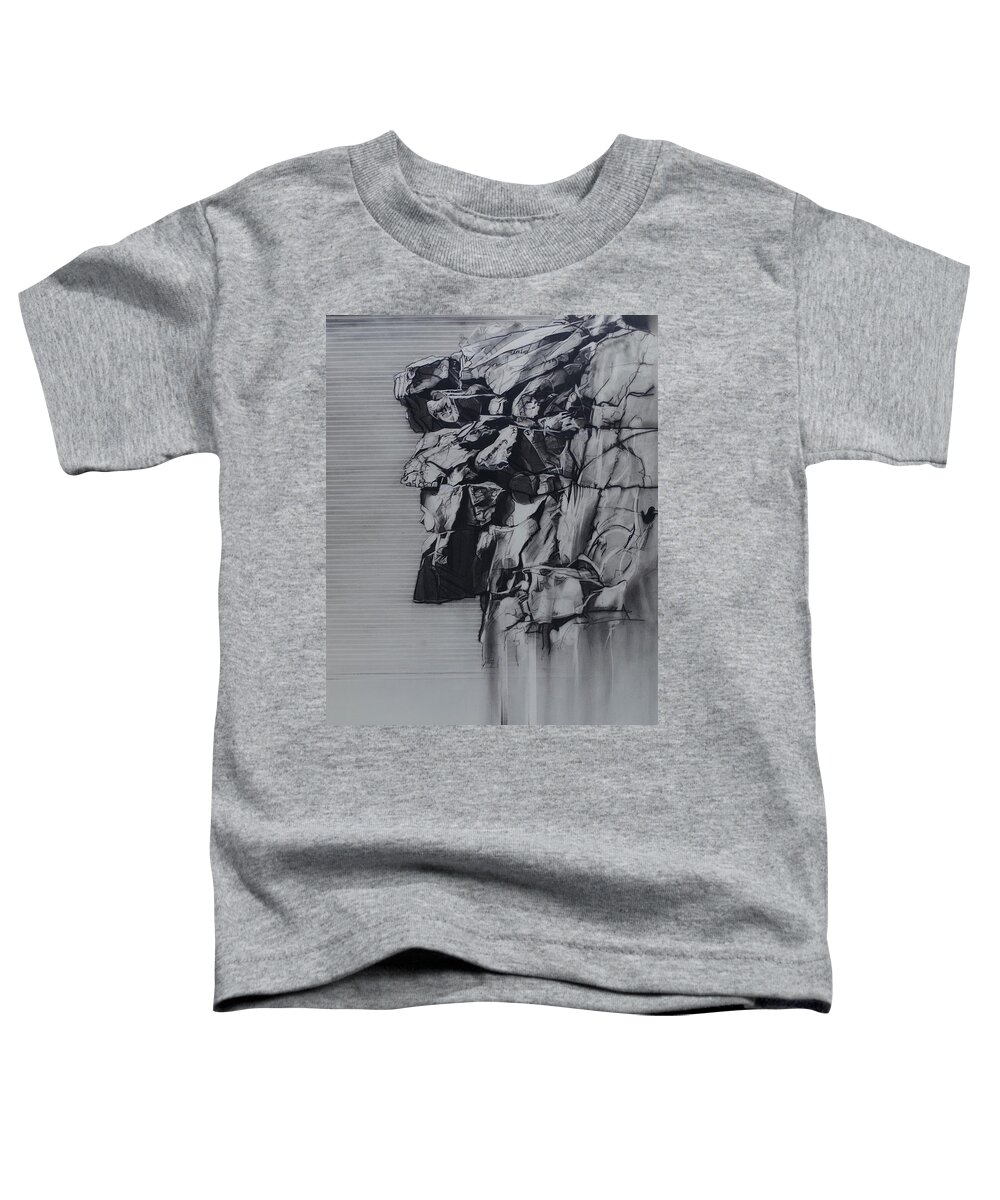 Charcoal Pencil Toddler T-Shirt featuring the drawing The Old Man Of The Mountain by Sean Connolly