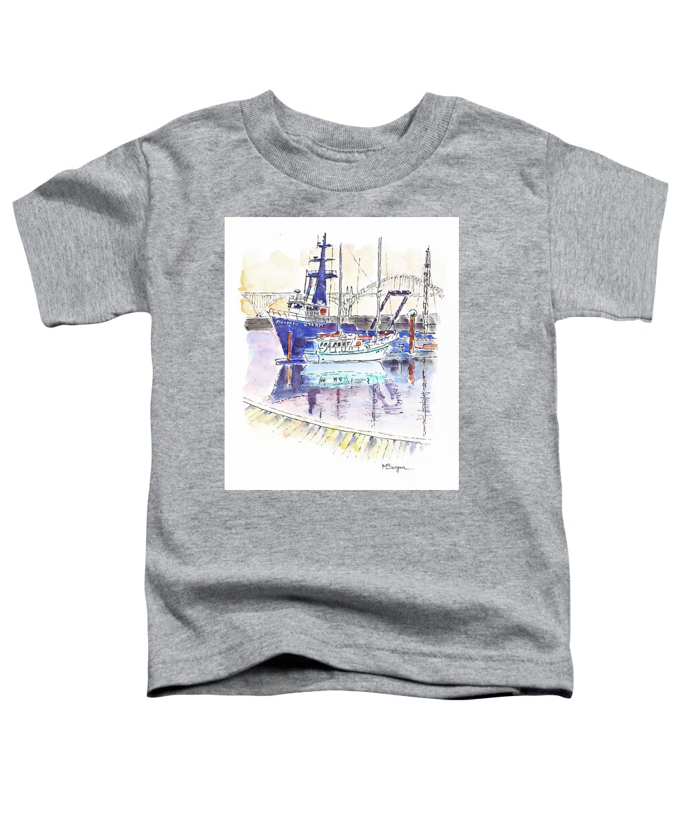 Boats Toddler T-Shirt featuring the drawing The Pacific Storm OSU Research Vessel by Mike Bergen