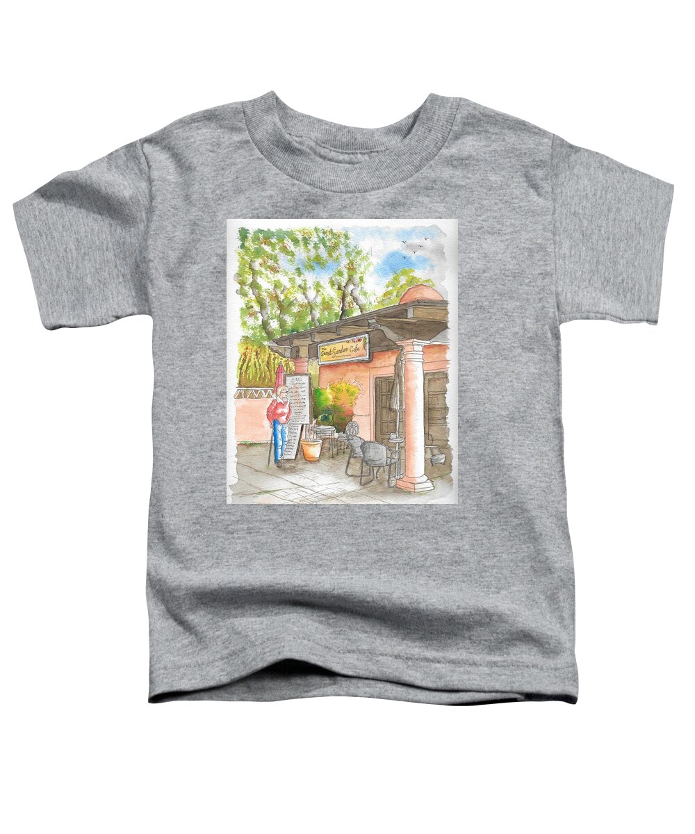 The Secret Garden Toddler T-Shirt featuring the painting The Secret Garden in Tlaquepaque Plaza, Sedona, Arizona by Carlos G Groppa