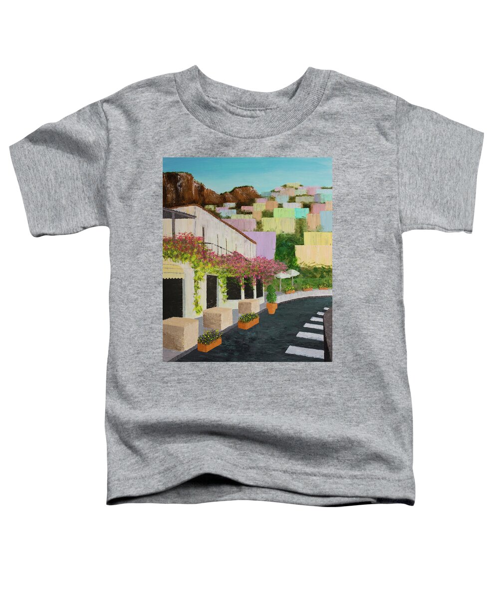 Positano Toddler T-Shirt featuring the painting The Streets of Positano by Renee Logan