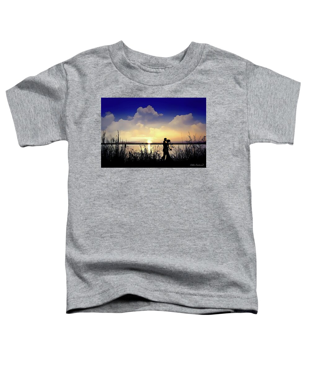Silhouette Toddler T-Shirt featuring the digital art The Sunset Sweethearts at Edmonds Washington by Eddie Eastwood