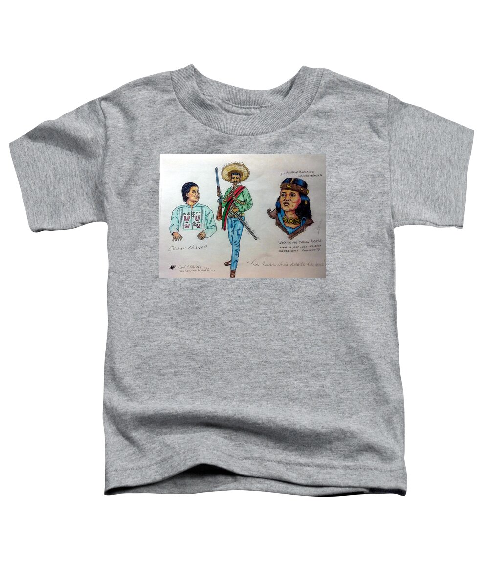 Black Art Toddler T-Shirt featuring the drawing The Thrice Amigos by Joedee