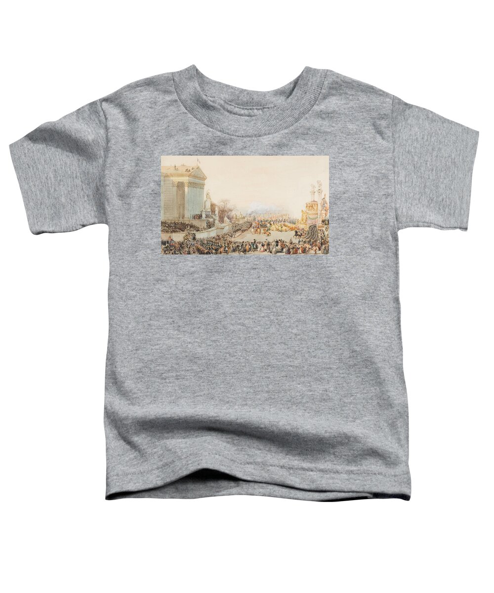 19th Century Artists Toddler T-Shirt featuring the drawing The Translation of the Ashes of Napoleon - 15 December, 1840 by Eugene Louis Lami