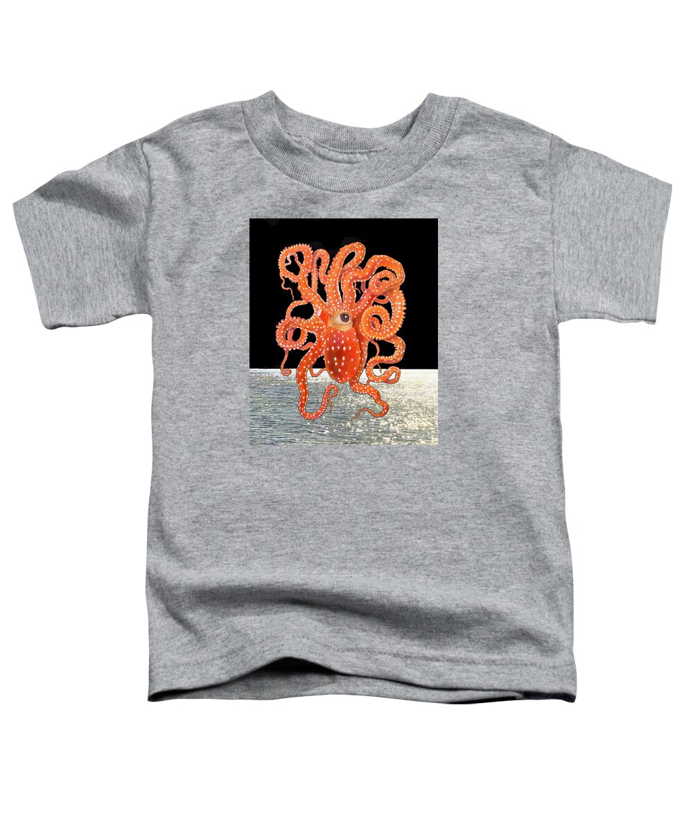 Octopus Toddler T-Shirt featuring the mixed media The Watcher by Lorena Cassady
