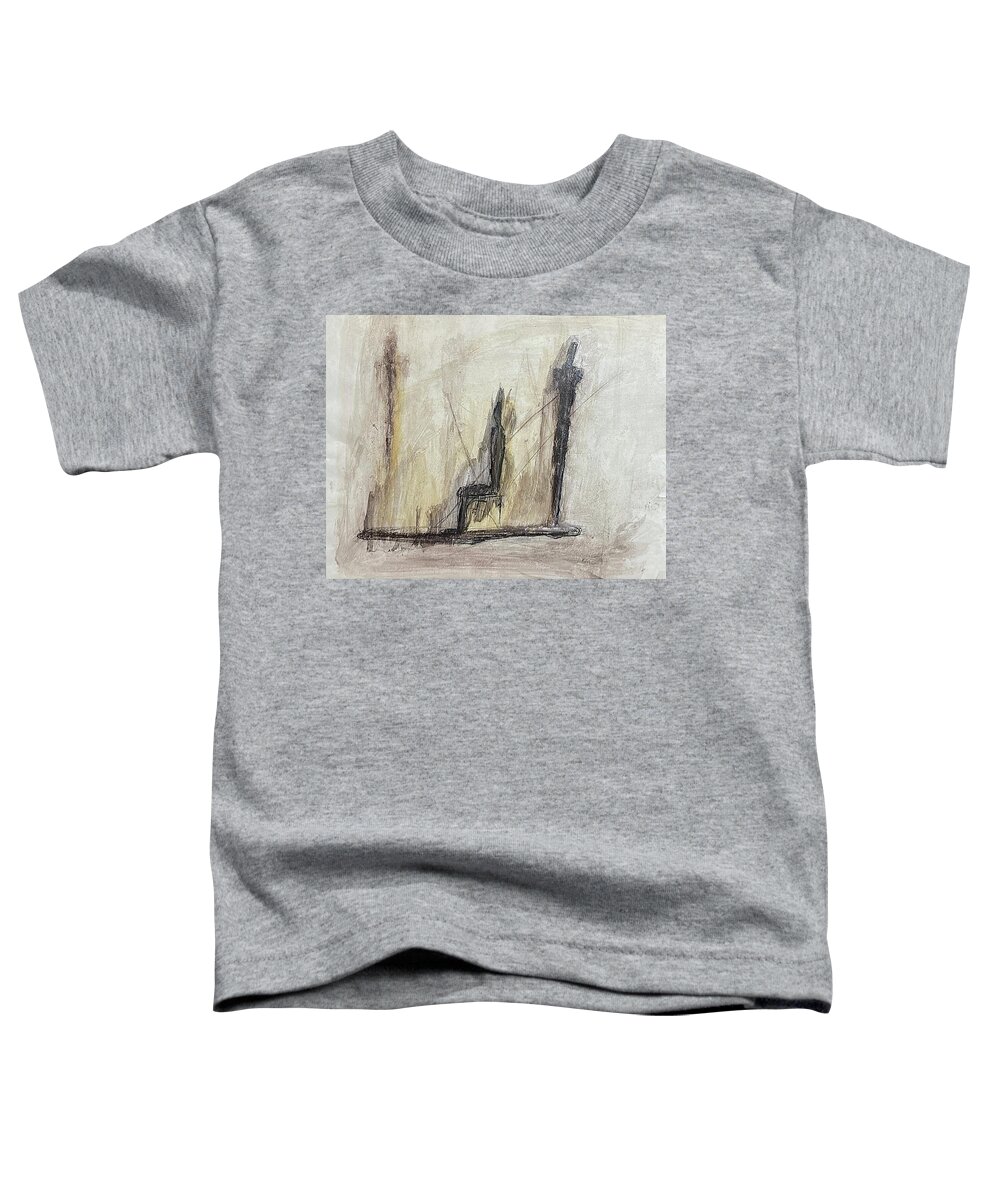 Drawing Toddler T-Shirt featuring the drawing Three figures minus one by David Euler