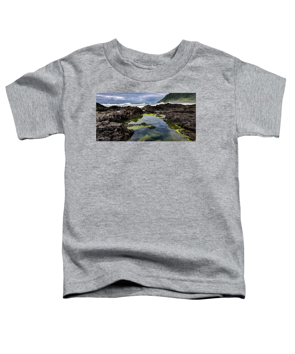 Tide Pools Oregon Toddler T-Shirt featuring the photograph Tidepool Along Oregon Coast by Meg Leaf