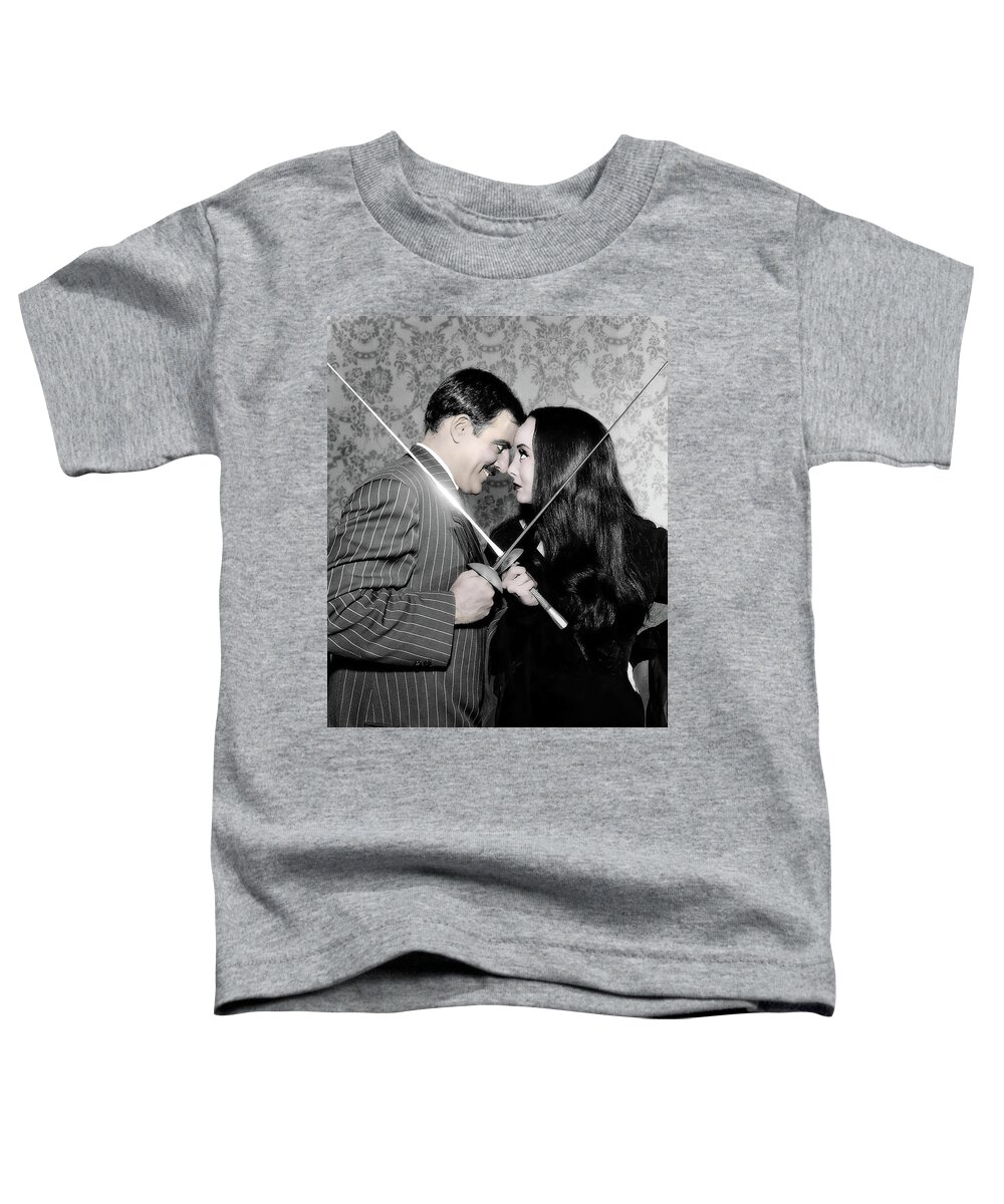 2d Toddler T-Shirt featuring the digital art Tish And Gomez - The Addams Family by Brian Wallace