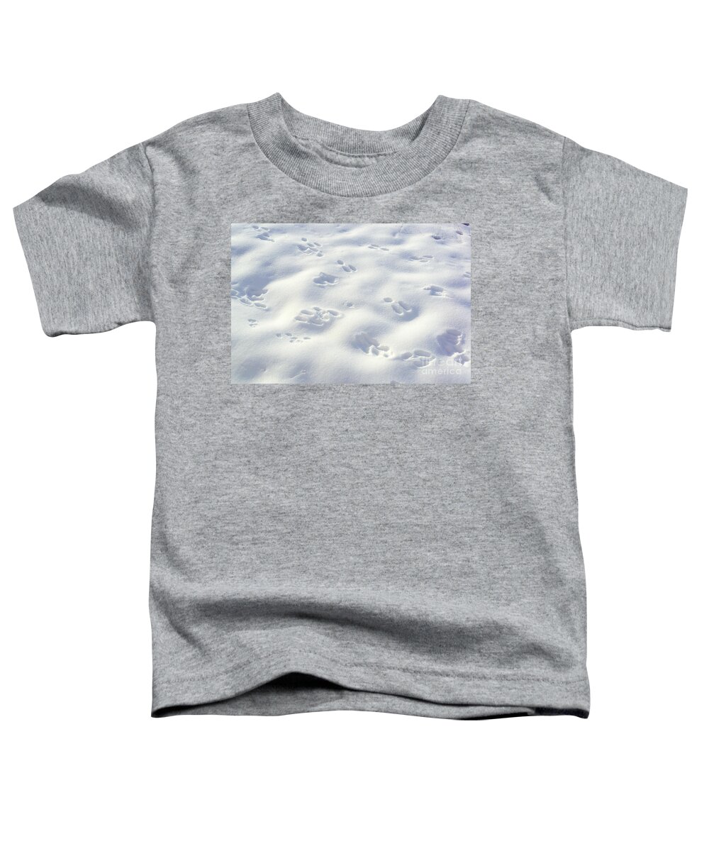 Snow Toddler T-Shirt featuring the photograph Tracks and Shadows by Kae Cheatham