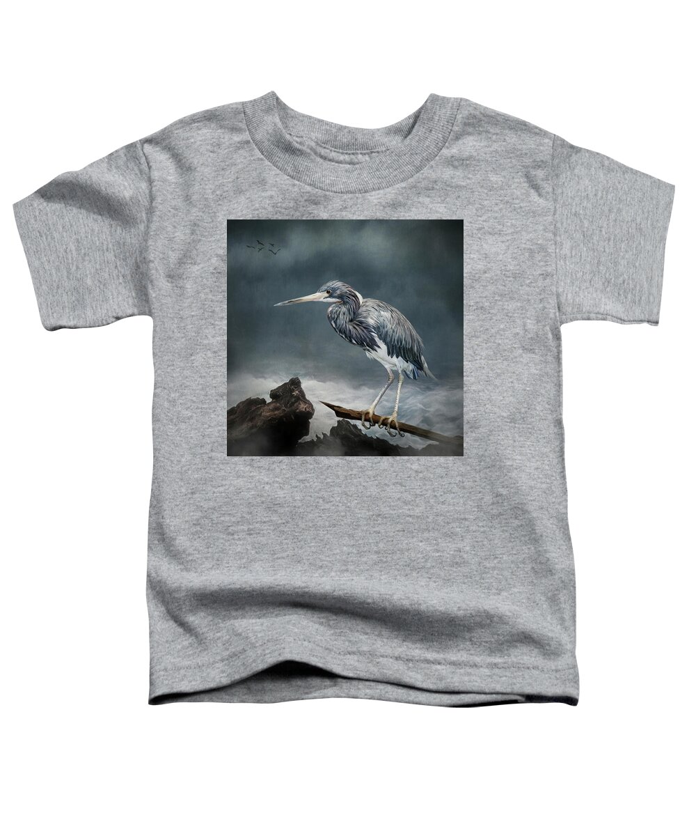 Tricolor Heron Toddler T-Shirt featuring the digital art Tricolor Heron by Maggy Pease