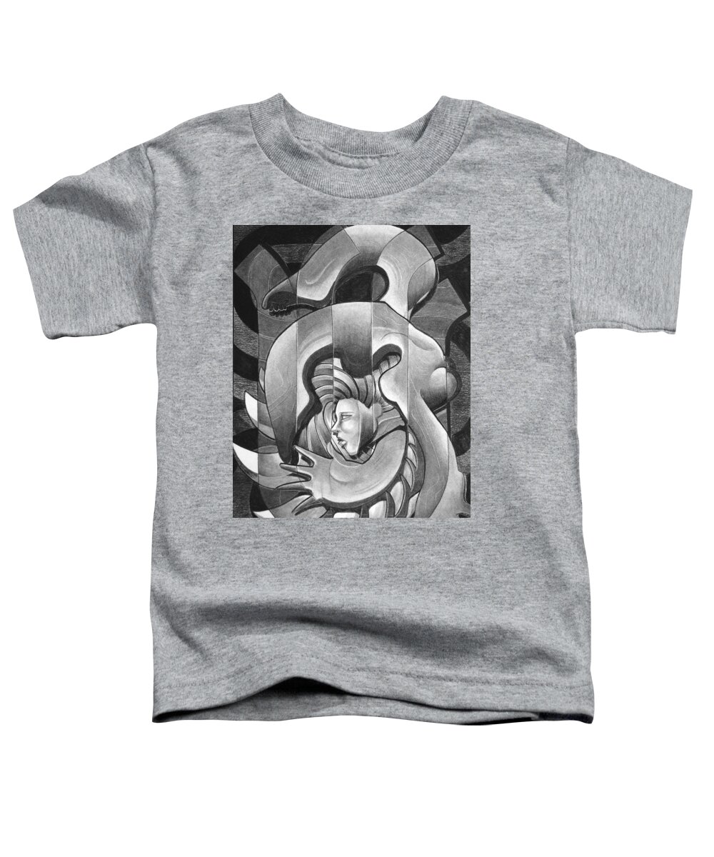 Art Toddler T-Shirt featuring the drawing Trip by Myron Belfast