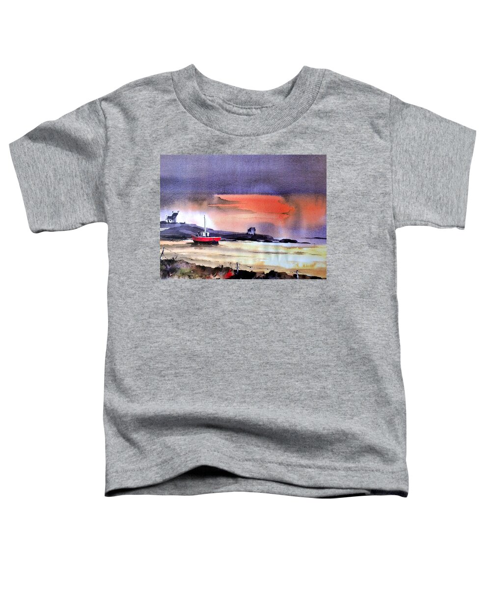 Doonbeg Toddler T-Shirt featuring the painting Doonbeg sunset, Co. Clare by Val Byrne