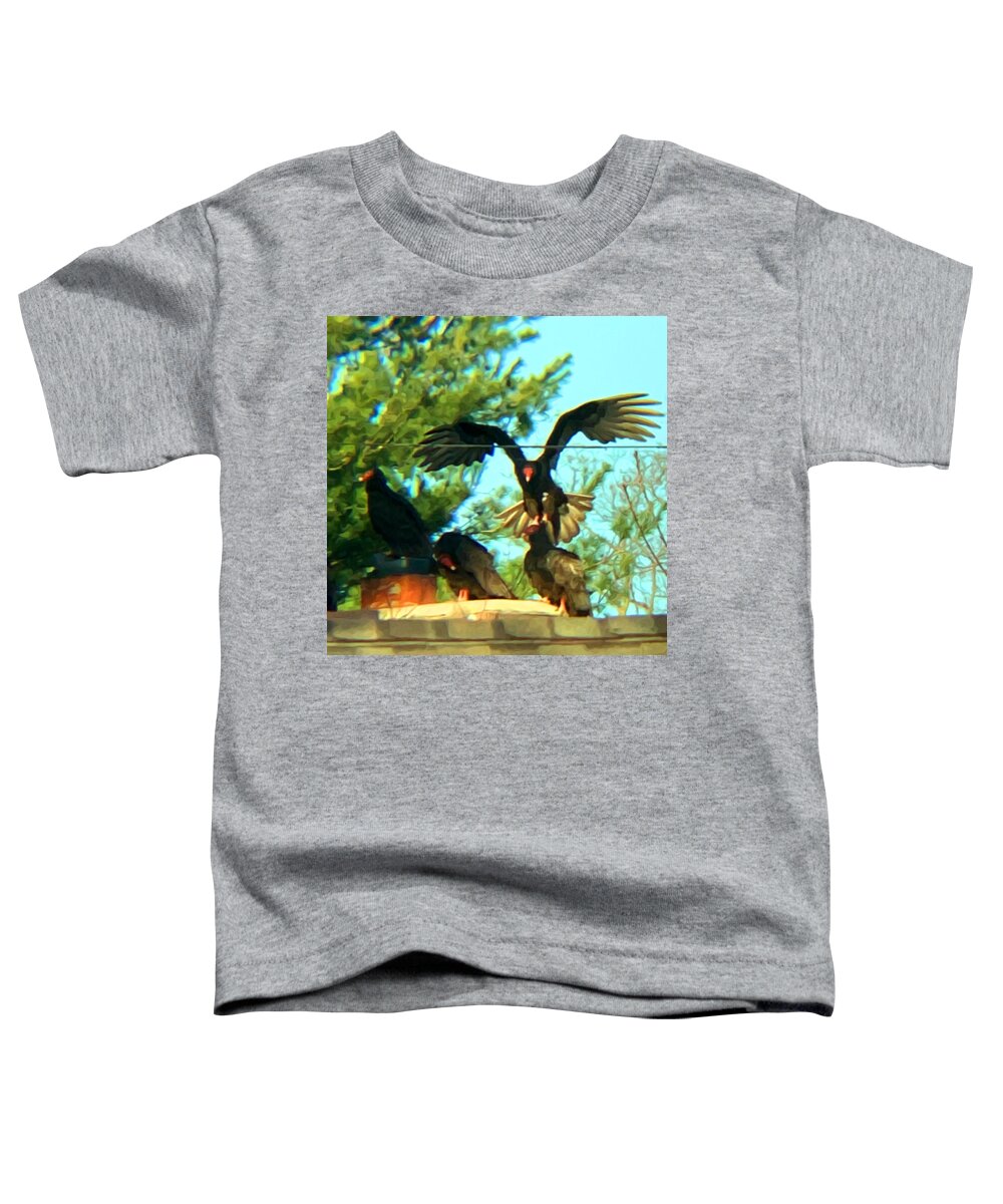 Turkey Vulture Toddler T-Shirt featuring the mixed media Turkey Vulture Landing by Eileen Backman