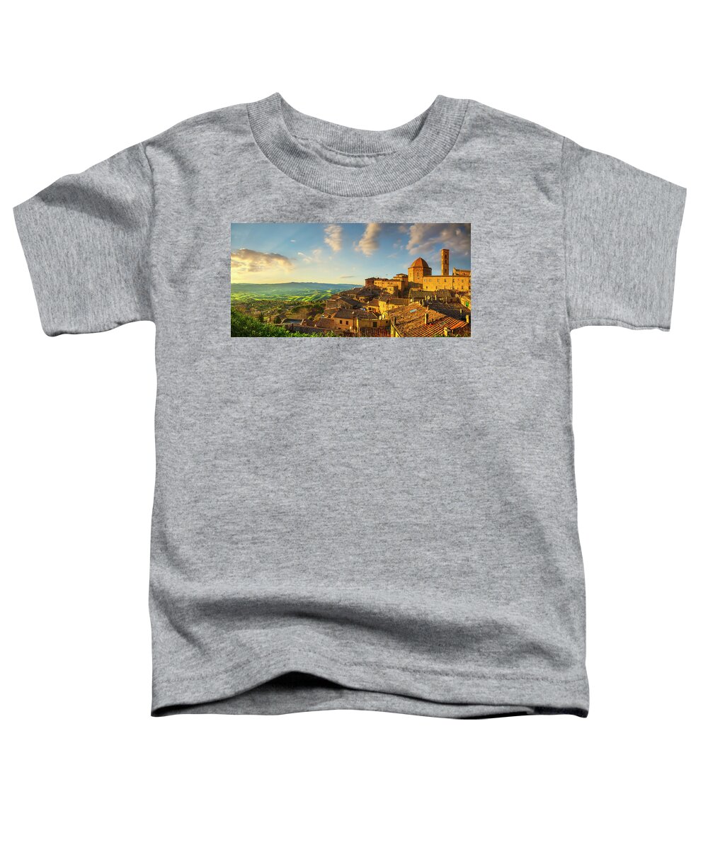 Volterra Toddler T-Shirt featuring the photograph Volterra old town skyline by Stefano Orazzini