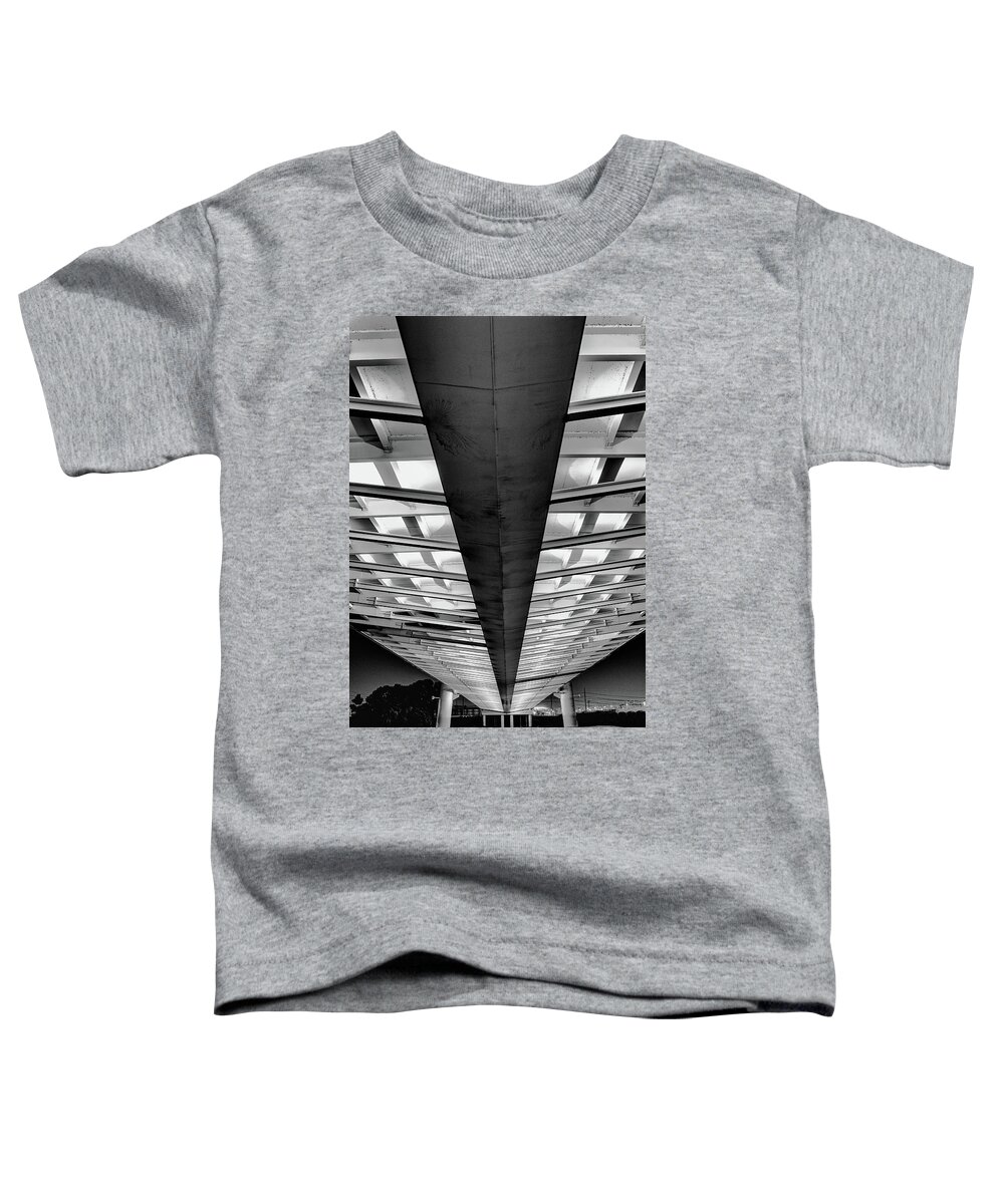 Dallas Toddler T-Shirt featuring the photograph Underneath of the Margaret Hunt Hill Bridge in Dallas Texas by David Ilzhoefer